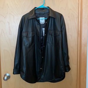 NWT A&F Vegan Leather oversized shirt jacket